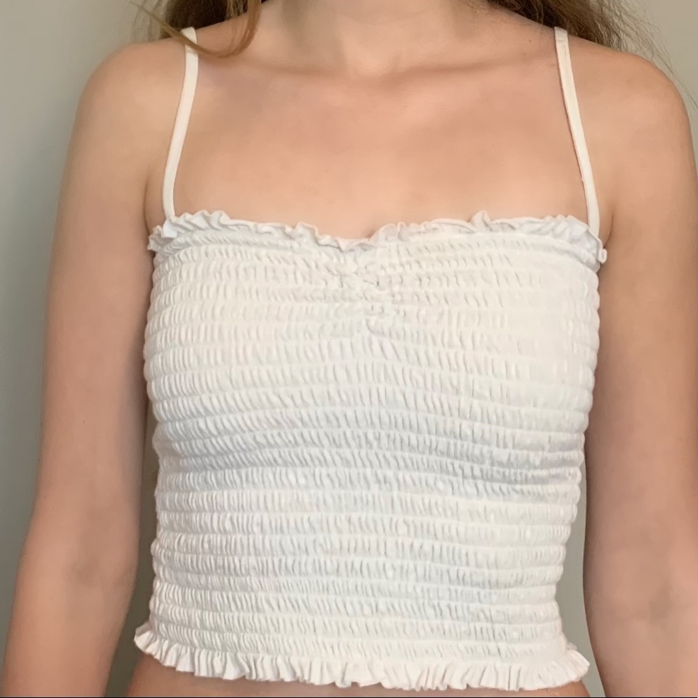 Brandy Melville smocked white tank top